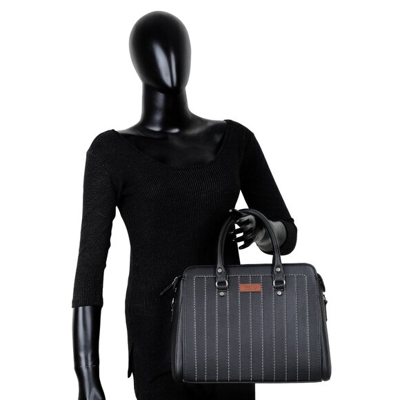 Women’s Vegan Leather Black Top-Handle Handbag | Crossbody Sling Bag, Purse - Picture 11 of 11